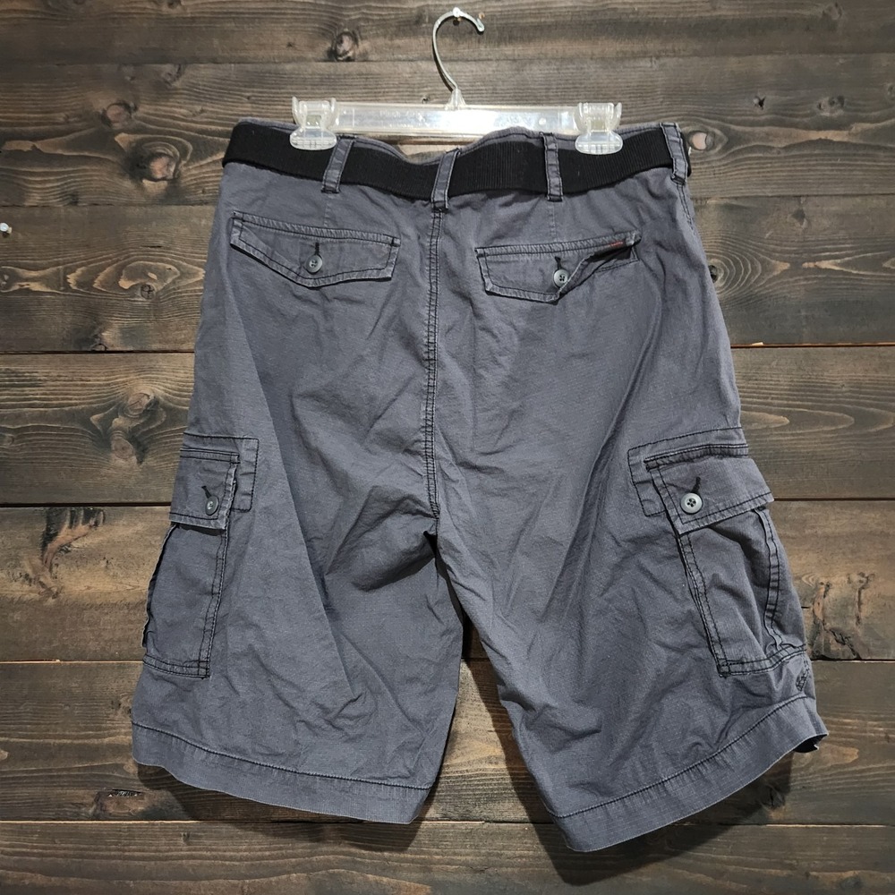 Wear First Mens 36 Ripstop Cargo Shorts Stretch Casual Outdoors Belted Gray - Picture 2 of 9